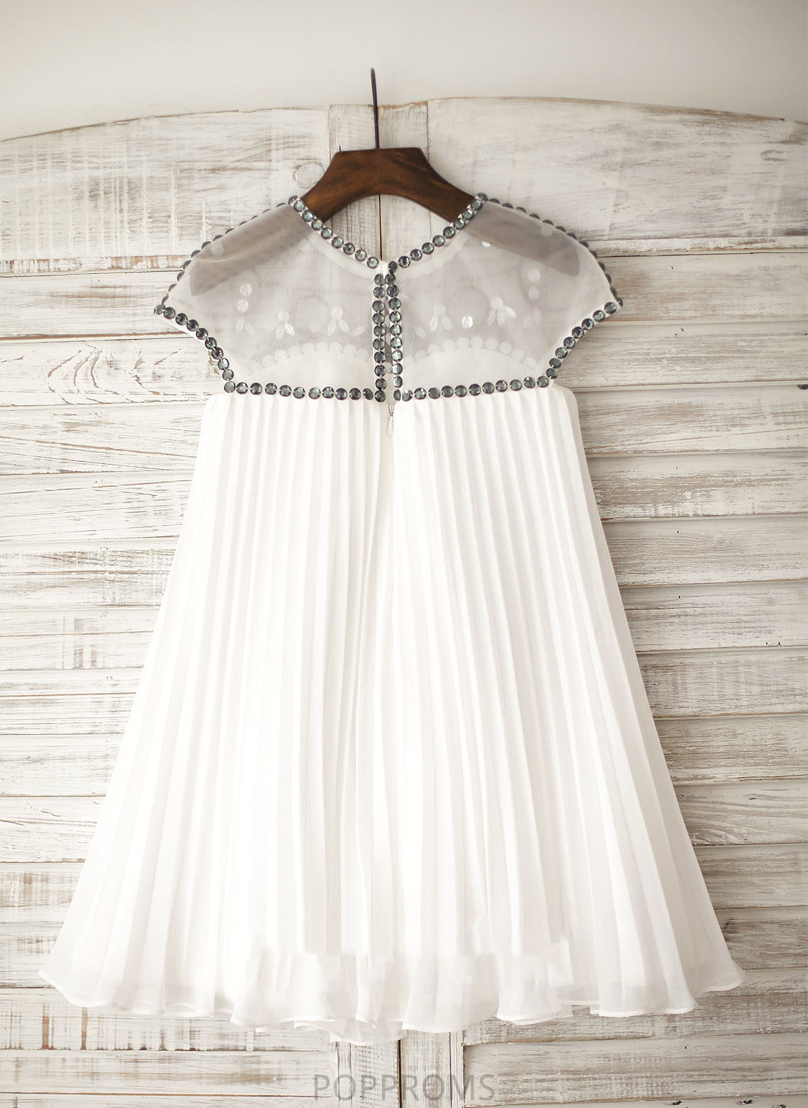 Girl With A-Line Neck Rhinestone Flower - Scoop Flower Girl Dresses Sleeveless Dress Aryanna Chiffon Knee-length