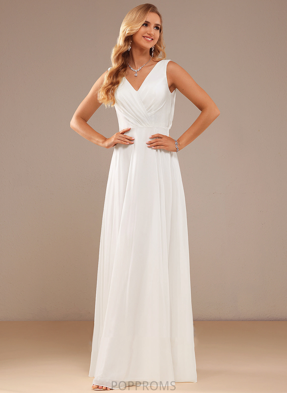 Lace With V-neck Lainey Floor-Length Wedding A-Line Wedding Dresses Dress Chiffon