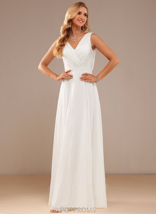 Lace With V-neck Lainey Floor-Length Wedding A-Line Wedding Dresses Dress Chiffon