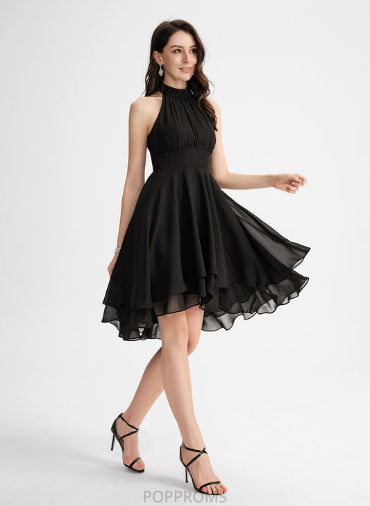 With Scoop Dress Chiffon Cocktail Dresses Neck A-Line Meghan Pleated Cocktail Asymmetrical