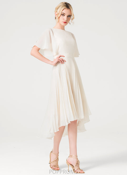 Dress A-Line Chiffon Madalynn Asymmetrical Scoop Cocktail Neck Cocktail Dresses Pleated With