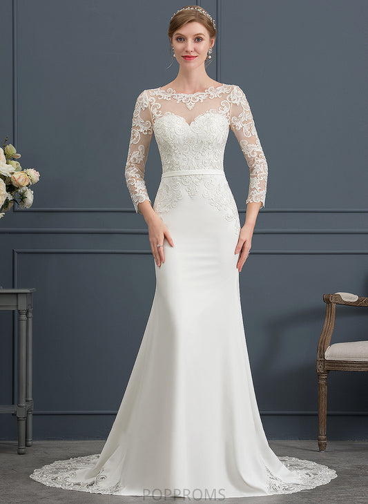 Train Illusion Wedding Dresses With Jaylene Chapel Stretch Crepe Wedding Dress Trumpet/Mermaid Lace