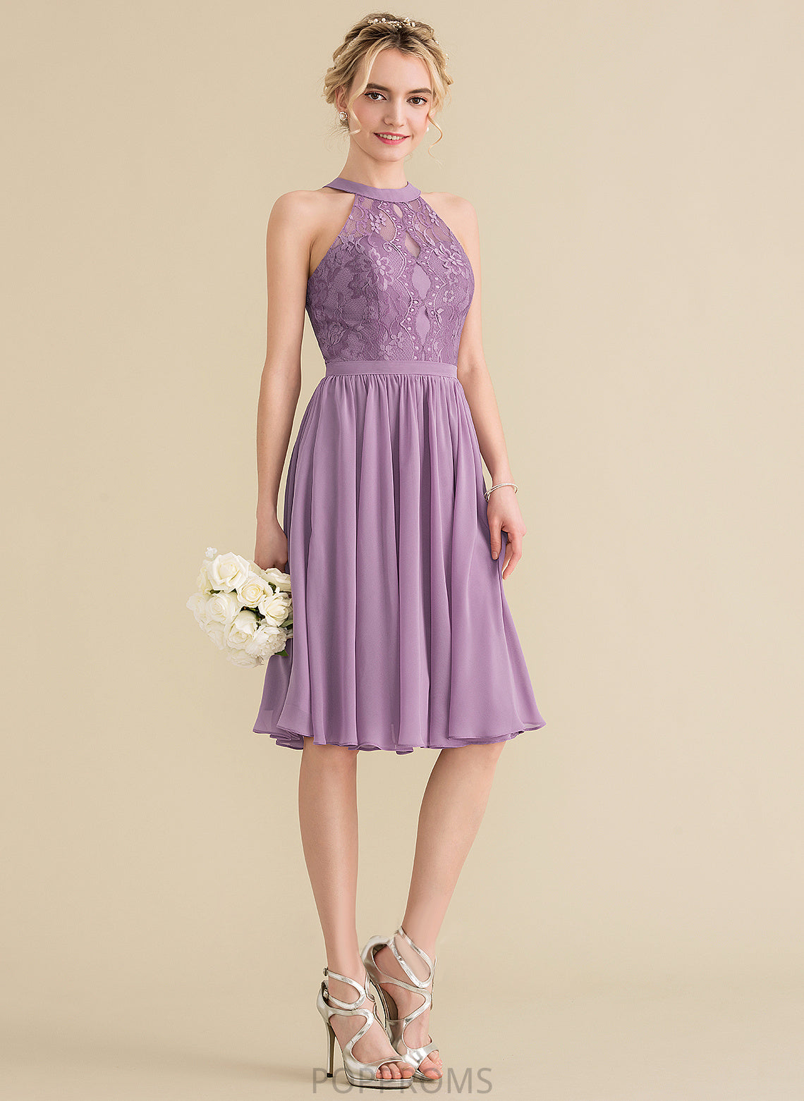 Dress Chiffon Lace Lace With Scoop Mercedes A-Line Homecoming Dresses Knee-Length Neck Homecoming