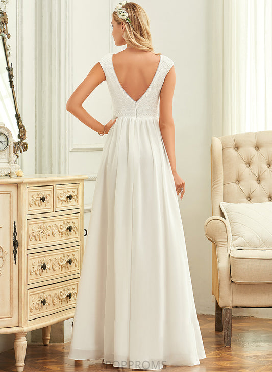 Wedding Floor-Length A-Line Chiffon Fernanda Wedding Dresses Dress Lace V-neck