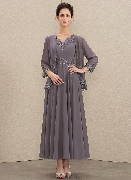 Mother of the Bride Dresses Juliet Bride Ankle-Length Mother of Lace Appliques A-Line V-neck Beading With Chiffon the Sequins Dress