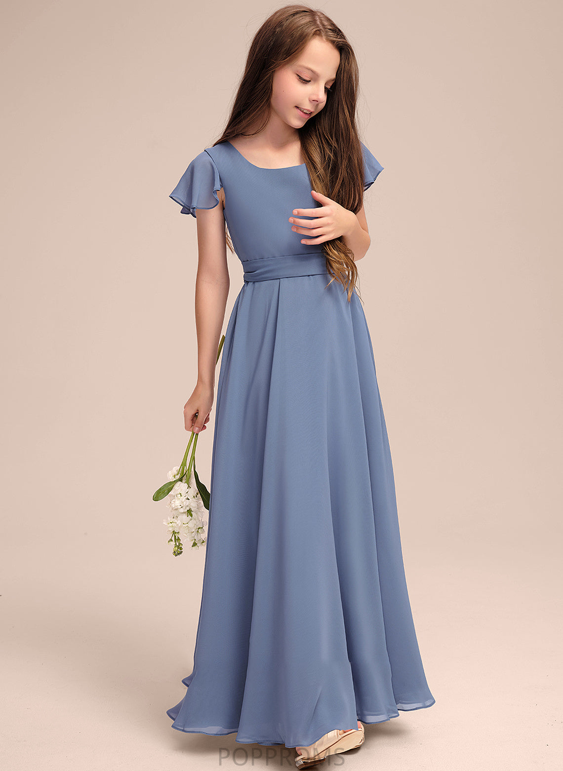 With Junior Bridesmaid Dresses Neck Bow(s) Scoop A-Line Winifred Floor-Length Chiffon