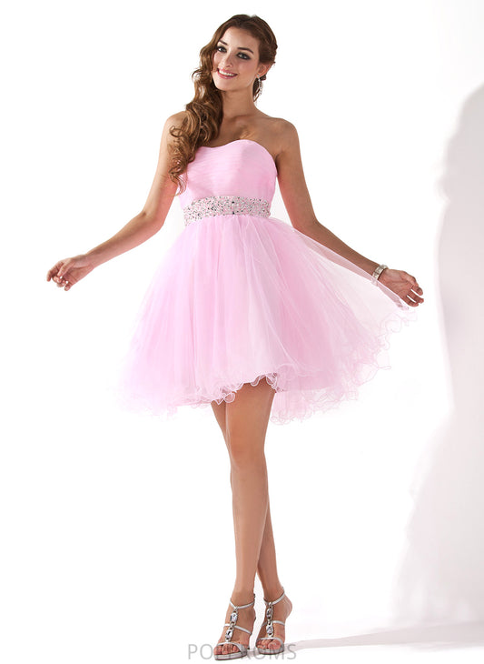 Gisselle A-Line/Princess With Sweetheart Tulle Beading Short/Mini Sequins Prom Dresses