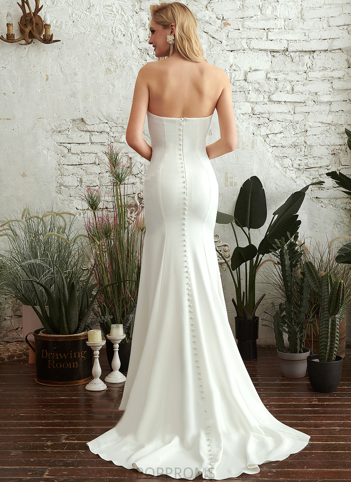 Wedding Kelly Dress Stretch Wedding Dresses Trumpet/Mermaid Strapless Crepe Sweep Train