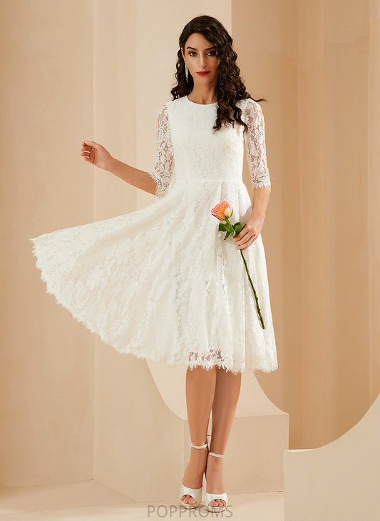 Lace Dress Wedding Knee-Length Wedding Dresses Scoop A-Line Camilla