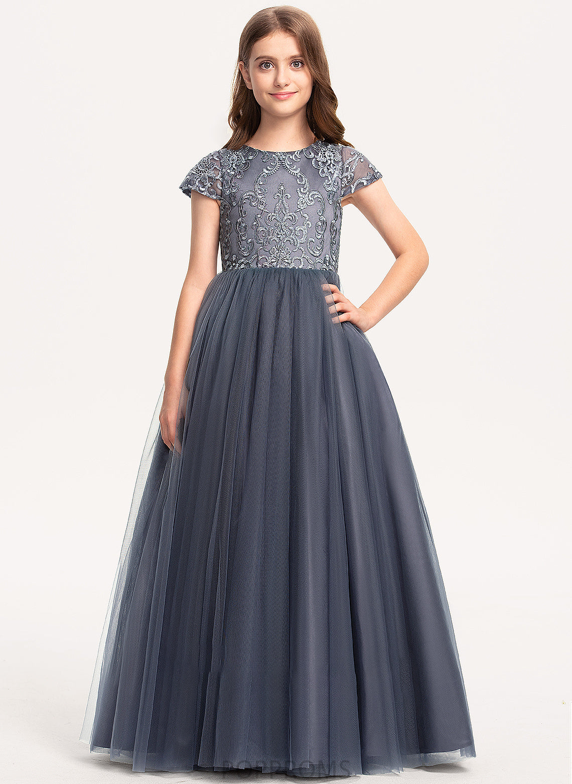 Tulle Lace Junior Bridesmaid Dresses Floor-Length Areli Ball-Gown/Princess Neck Scoop