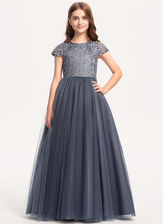 Tulle Lace Junior Bridesmaid Dresses Floor-Length Areli Ball-Gown/Princess Neck Scoop