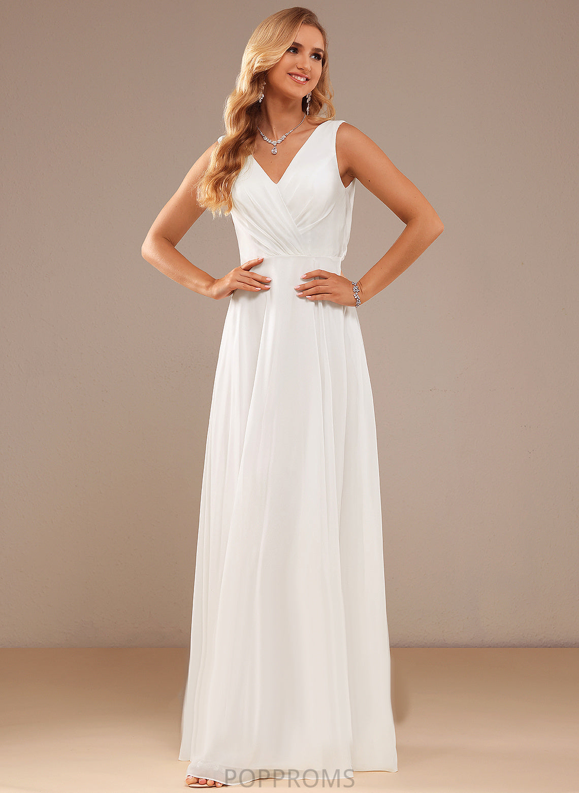 Dress Wedding A-Line Kinsley Lace Floor-Length Wedding Dresses V-neck Chiffon