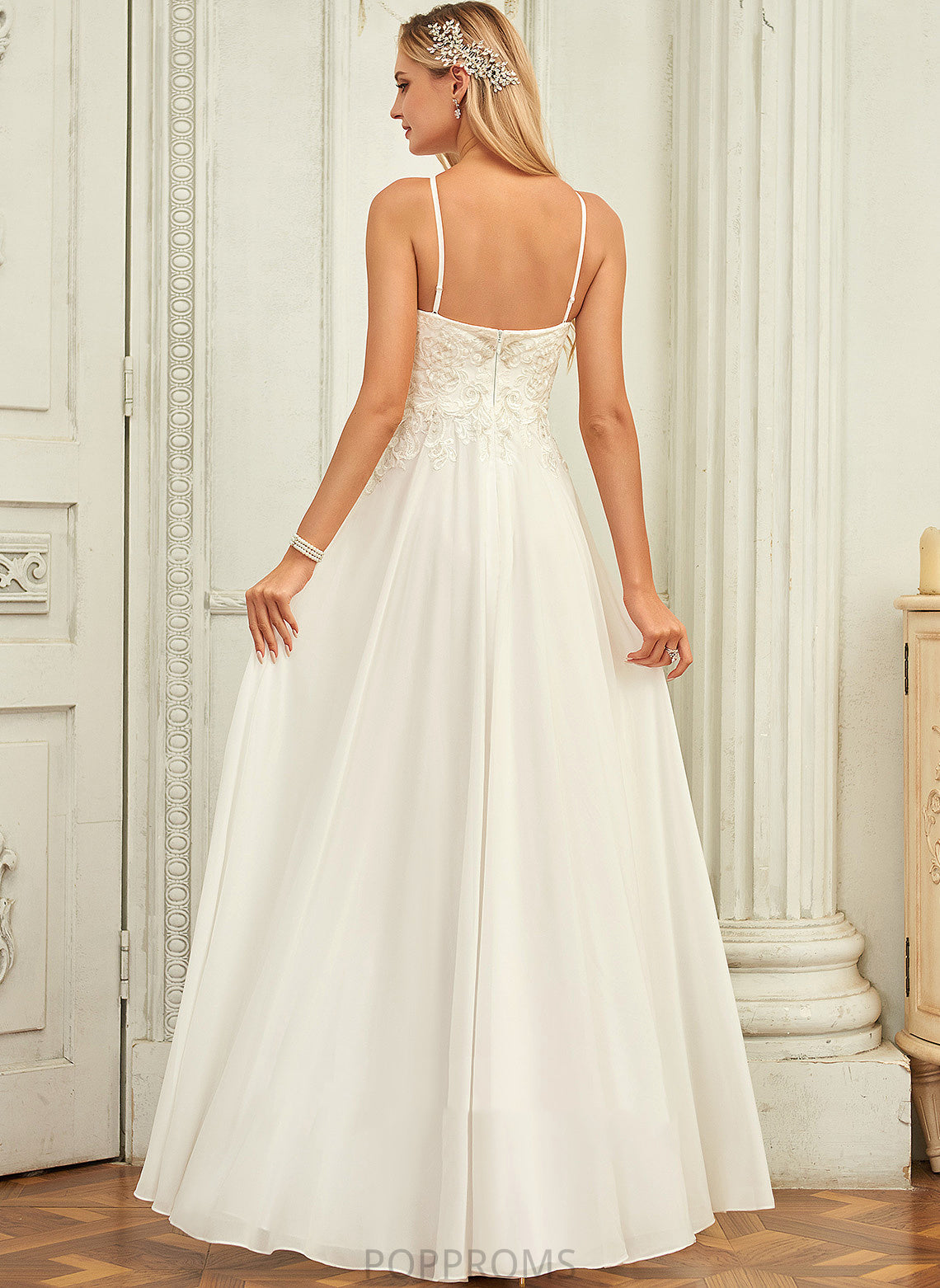 Wedding Wedding Dresses A-Line Scoop Chiffon Faith Dress Lace Floor-Length