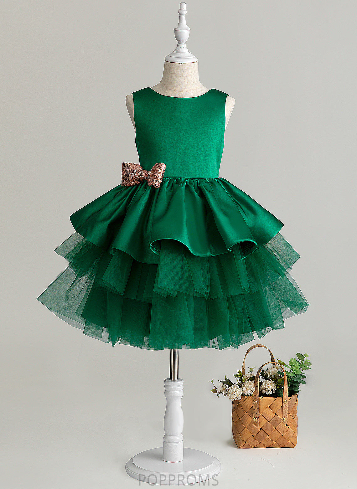 Scoop With Tulle Dress Ball-Gown/Princess Flower - Mckayla Flower Girl Dresses Girl Bow(s) Knee-length Neck Sleeveless