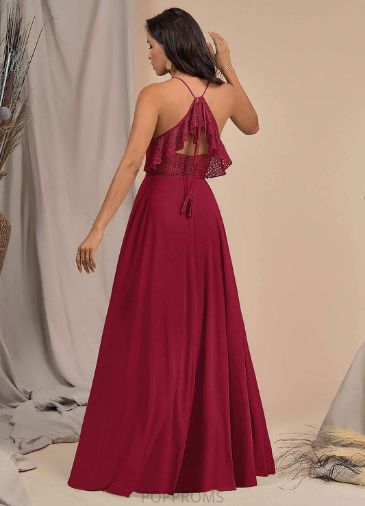 Uerica Natural Waist Sheath/Column Floor Length Spaghetti Staps Sleeveless Bridesmaid Dresses