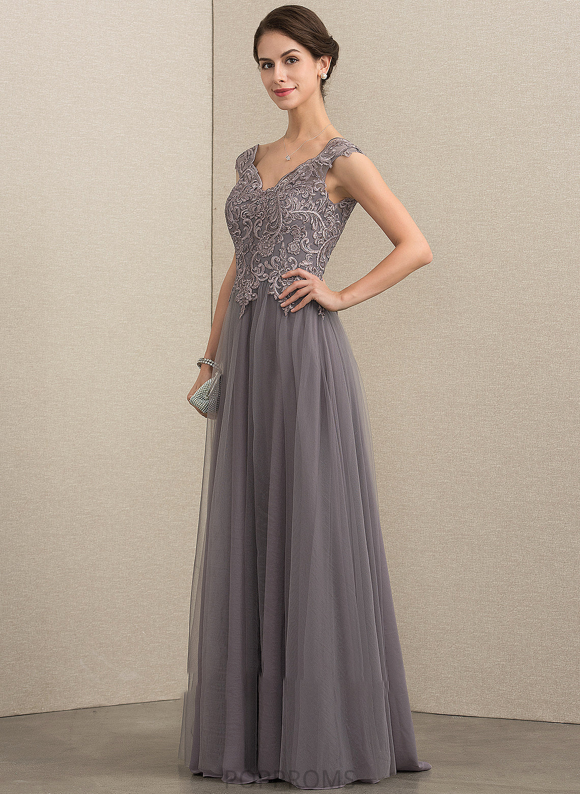 Jayda Tulle With of Mother A-Line/Princess Lace Sequins V-neck Bride the Dress Mother of the Bride Dresses Floor-Length