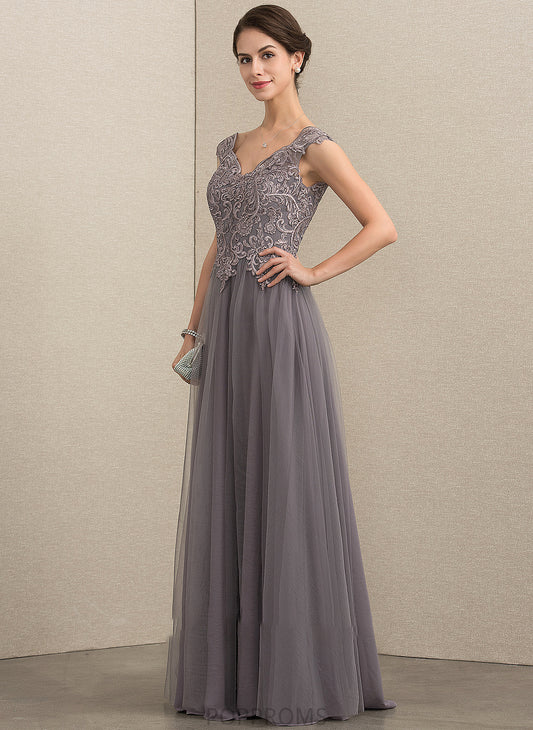 Jayda Tulle With of Mother A-Line/Princess Lace Sequins V-neck Bride the Dress Mother of the Bride Dresses Floor-Length