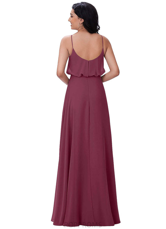 Ximena Sleeveless Spaghetti Staps Natural Waist Off The Shoulder A-Line/Princess Floor Length Bridesmaid Dresses