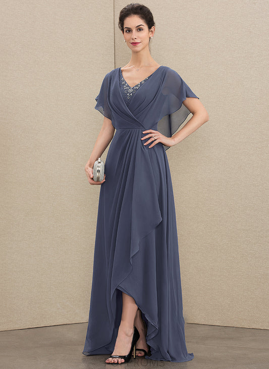 Sequins of Sal A-Line Beading Dress V-neck Bride Mother With the Chiffon Mother of the Bride Dresses Asymmetrical