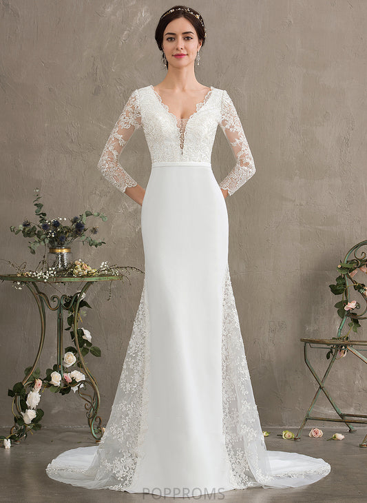 Chapel With Trumpet/Mermaid Dress Train Sequins Chiffon Beading V-neck Sal Wedding Lace Wedding Dresses