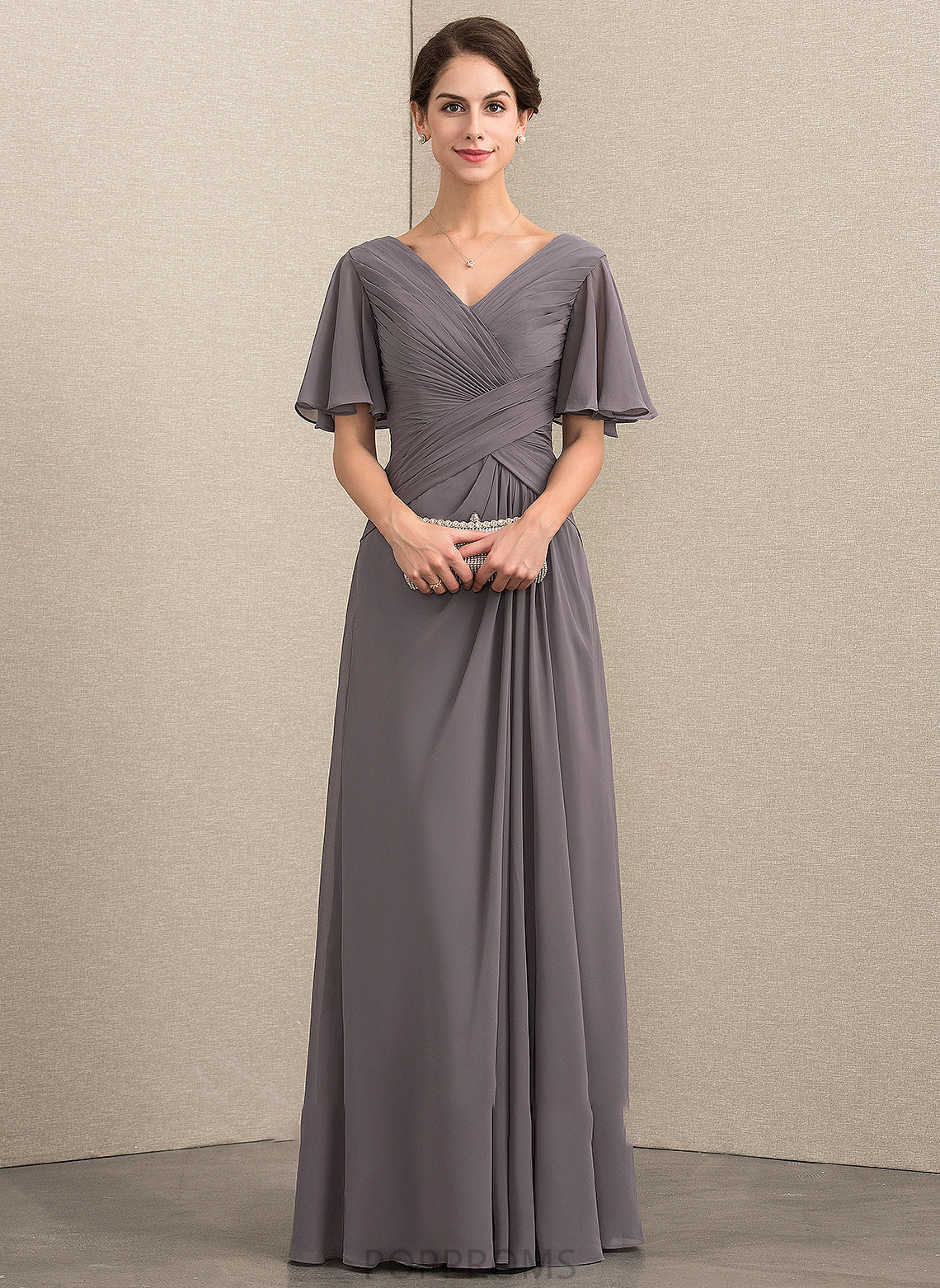 Mother Dress Floor-Length Alayna Mother of the Bride Dresses Bride With Chiffon Ruffle A-Line the of V-neck