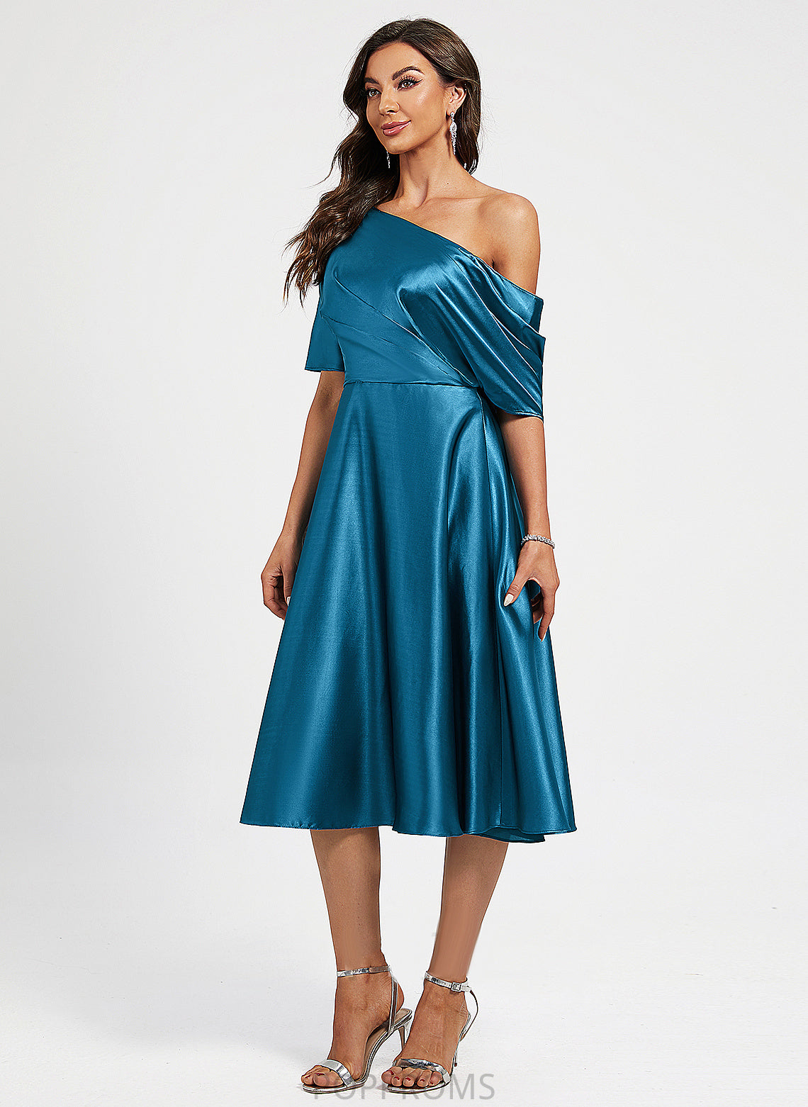 Cocktail Dresses One-Shoulder Knee-Length Delilah Cocktail Dress A-Line Charmeuse