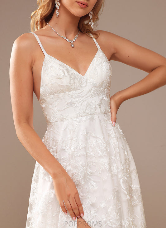 A-Line Split V-neck Dress Wedding Dresses Lace Front Wedding With Floor-Length Jaylen