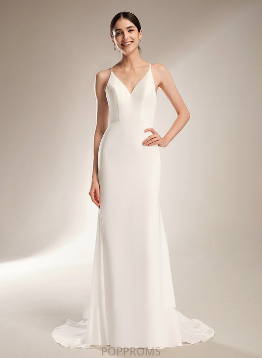 Dress Wedding Sheath/Column Aracely V-neck Lace Wedding Dresses With Court Train