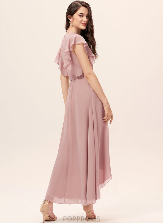 Cocktail Chiffon Alexandra Cocktail Dresses Dress Asymmetrical Ruffle With A-Line V-neck