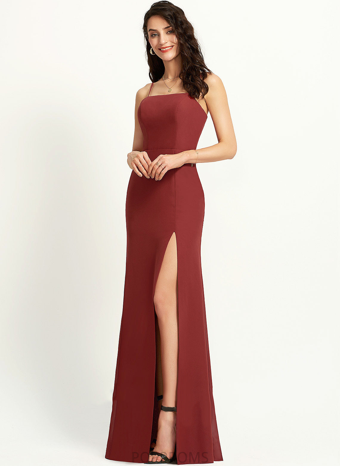 Skylar Floor-Length Sheath/Column Prom Dresses Square Chiffon