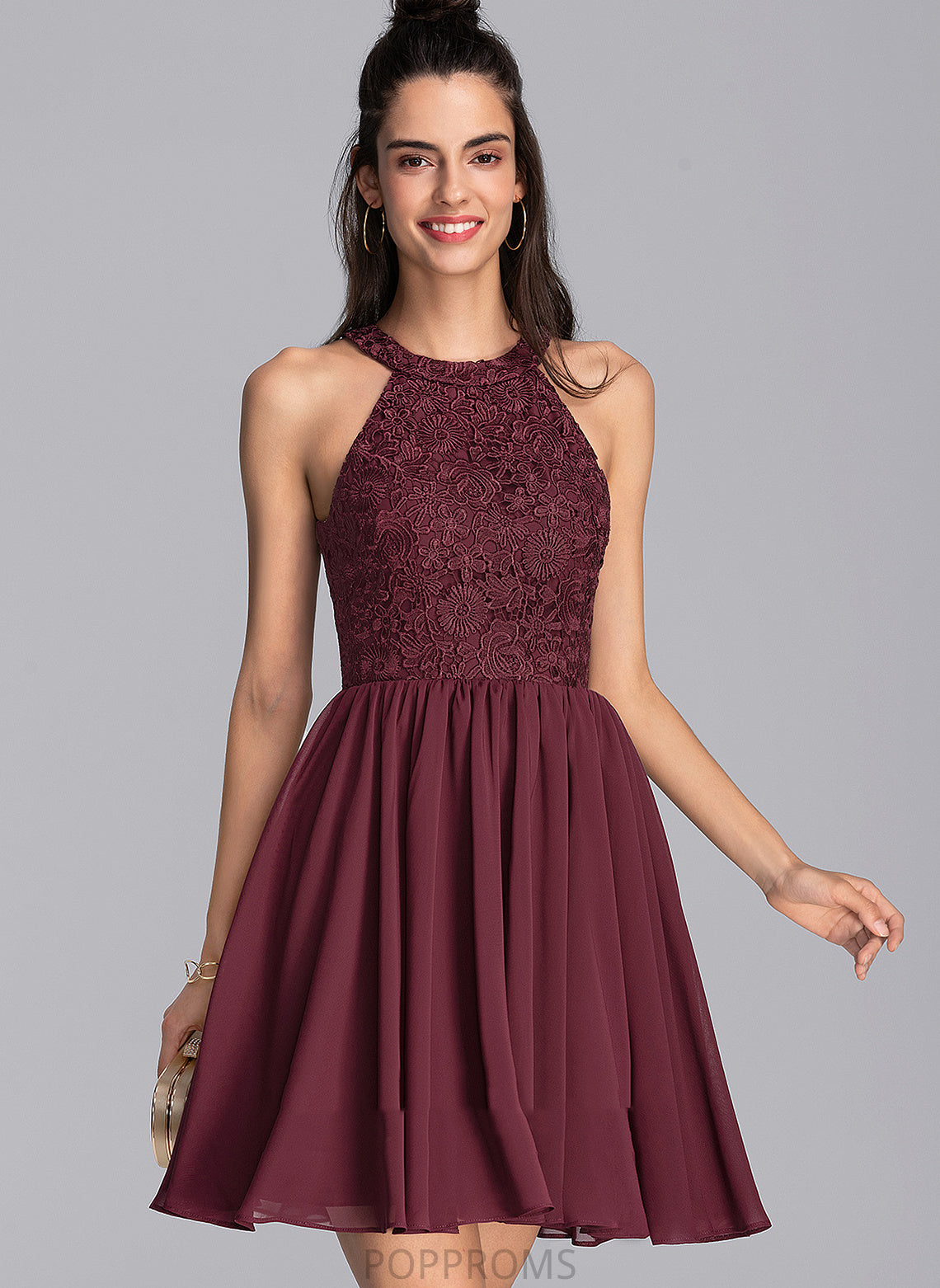 Homecoming Dresses Homecoming Neck Lori Scoop With Chiffon Short/Mini A-Line Lace Dress