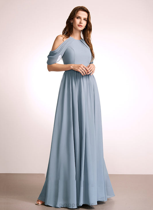 Fabric HighNeck Straps Neckline A-Line Floor-Length Silhouette Length Poll Short Sleeves Natural Waist Floor Length Bridesmaid Dresses