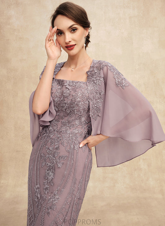 Bride the of Mother Rory Dress With Lace Chiffon Mother of the Bride Dresses Sequins Square Sheath/Column Neckline Knee-Length