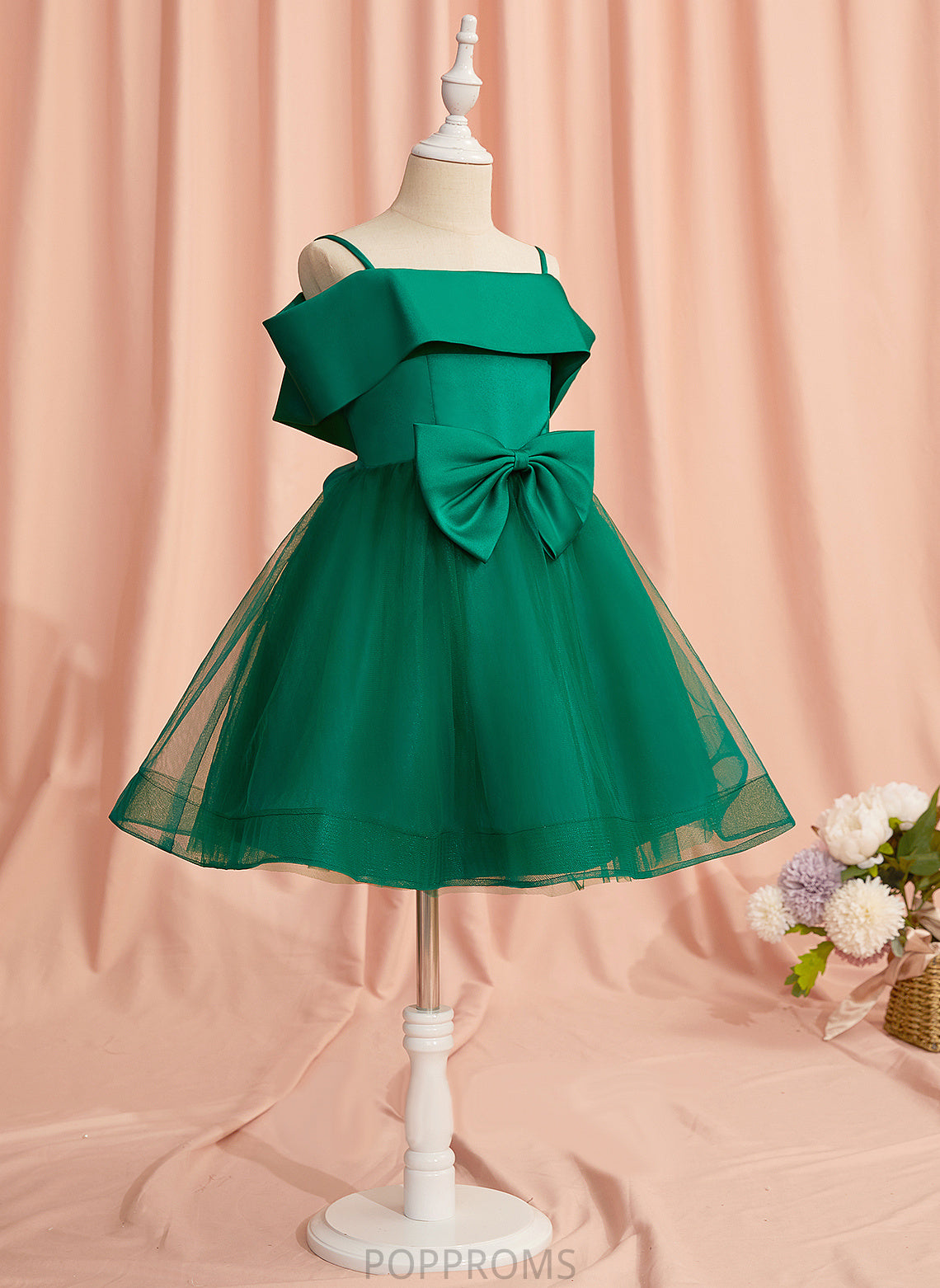 Flower Girl Dresses Bow(s) - Yoselin Flower With Girl Off-the-Shoulder Sleeveless Dress Knee-length Satin/Tulle A-Line