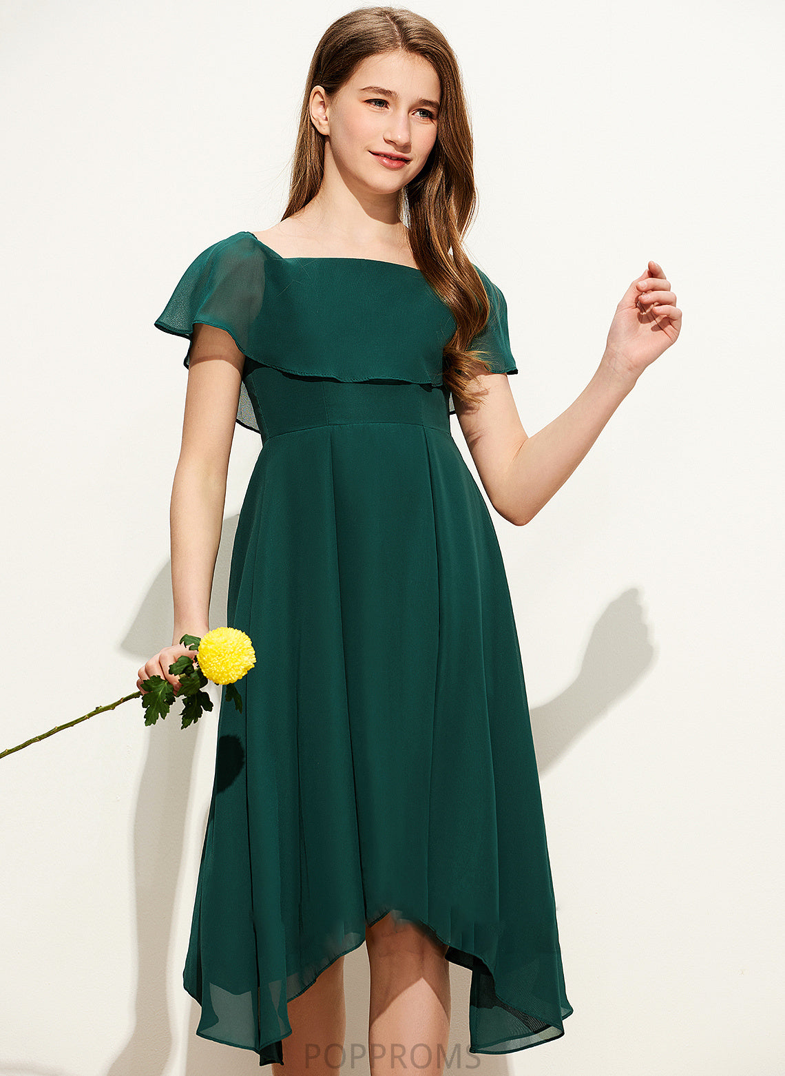 Valerie A-Line Junior Bridesmaid Dresses Chiffon Square Knee-Length Neckline