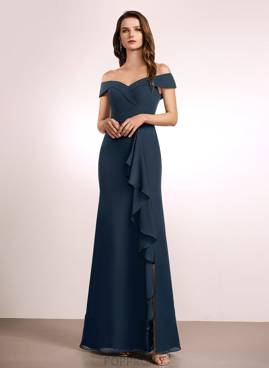 Floor-Length Silhouette Embellishment Length Off-the-Shoulder A-Line Ruffle Neckline Fabric Stephany Floor Length A-Line/Princess Bridesmaid Dresses