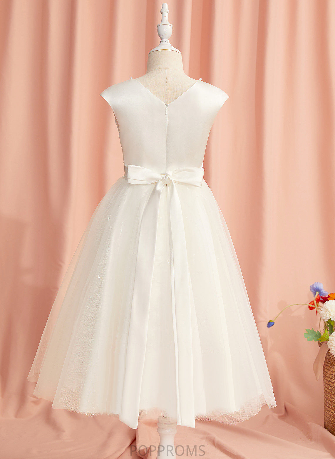 Sleeveless Scoop Flower Girl Dresses Ball-Gown/Princess Lace/Beading/Flower(s) Girl Flower Dress Destinee Neck With Tulle - Tea-length