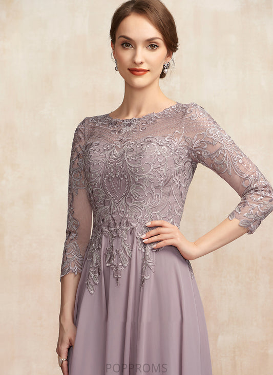 Neck Lena Chiffon Mother of the Bride Dresses Mother A-Line Scoop Sequins Dress With Floor-Length Lace of the Bride