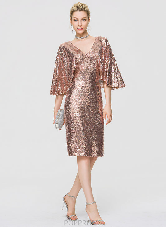 Knee-Length Cocktail Dresses Nydia Sheath/Column Sequined Dress V-neck Cocktail