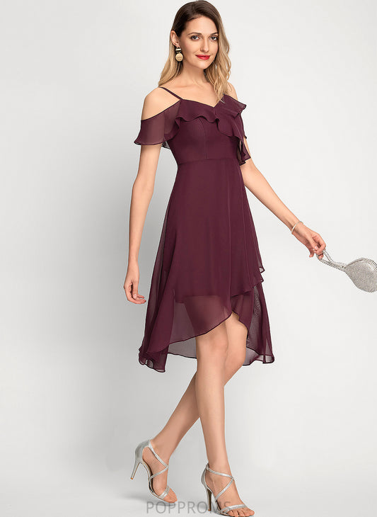 A-Line Asymmetrical Cocktail Off-the-Shoulder Chiffon Cocktail Dresses Dress Zion