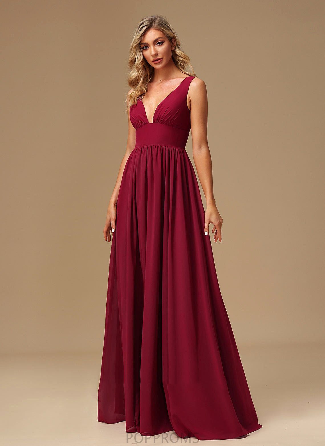 V-neck Silhouette A-Line SplitFront Floor-Length Length Fabric Neckline Embellishment Kayley Sleeveless A-Line/Princess Bridesmaid Dresses