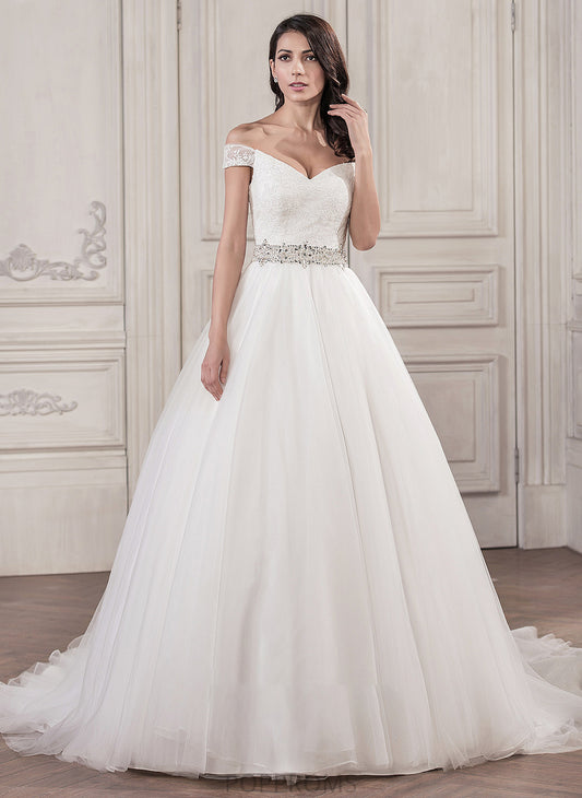 With Wedding Ball-Gown/Princess Sequins Dress Beading Brielle Wedding Dresses Cathedral Tulle Train