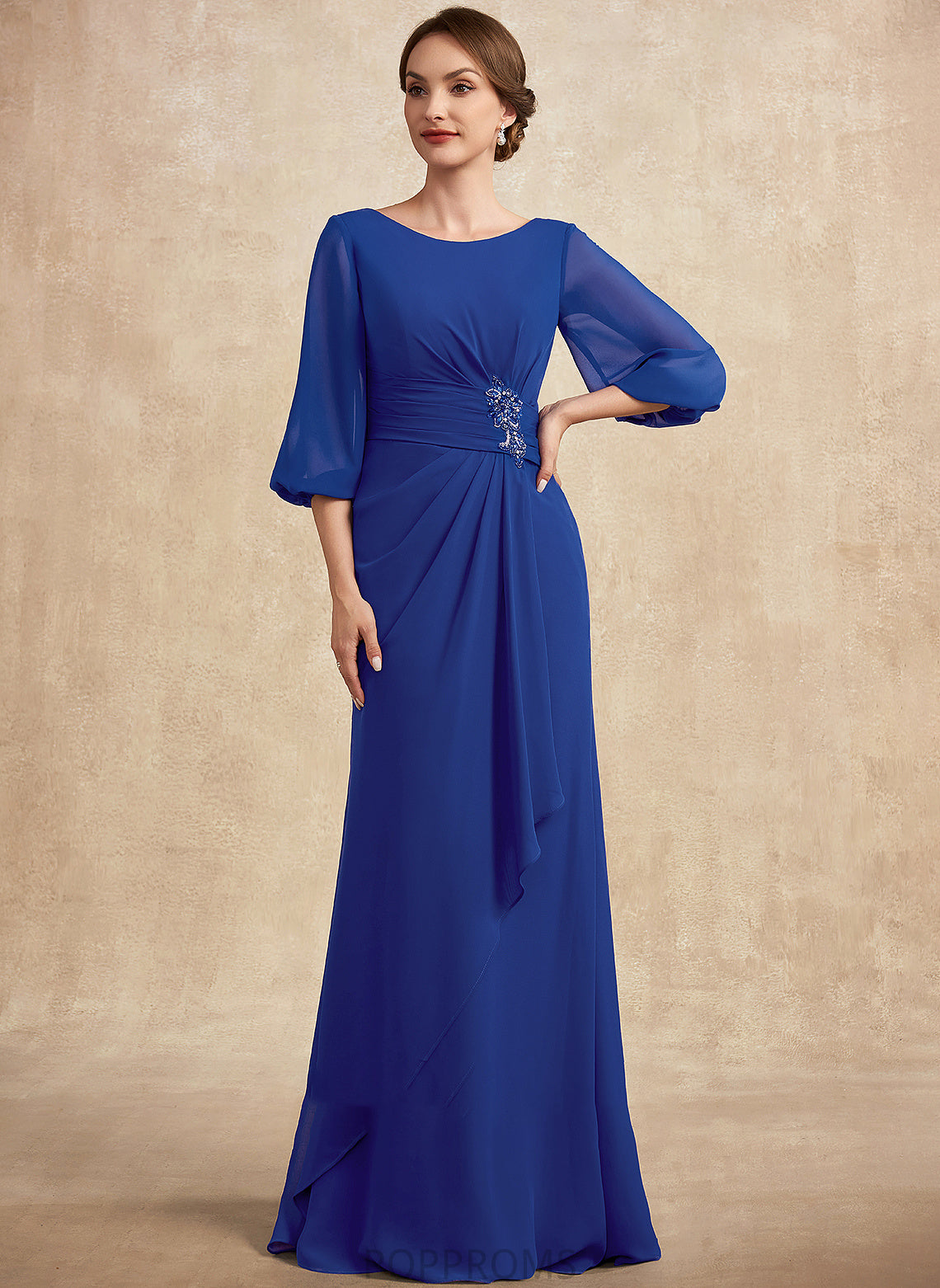 Mother of the Bride Dresses Dress the of Chiffon Mother Ruffle Floor-Length Bride Beading With Scoop Neck A-Line Shiloh