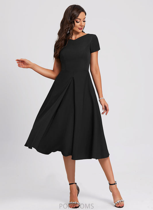 Cocktail Crepe Kaya Stretch Dress V-neck Cocktail Dresses A-Line Knee-Length