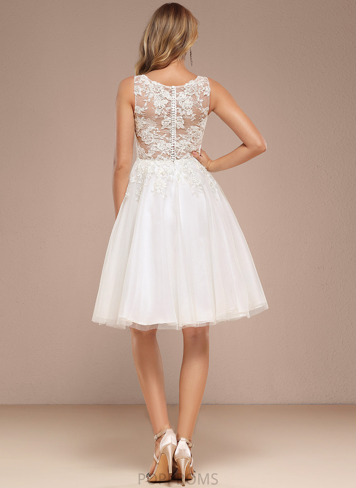 Lace Dress Wedding Sequins With Neck Wedding Dresses Tulle Boat Marissa A-Line Knee-Length