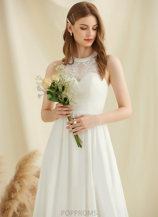 Wedding Neck With Wedding Dresses A-Line Front Dress Floor-Length Chiffon Scoop Split Lace Elva