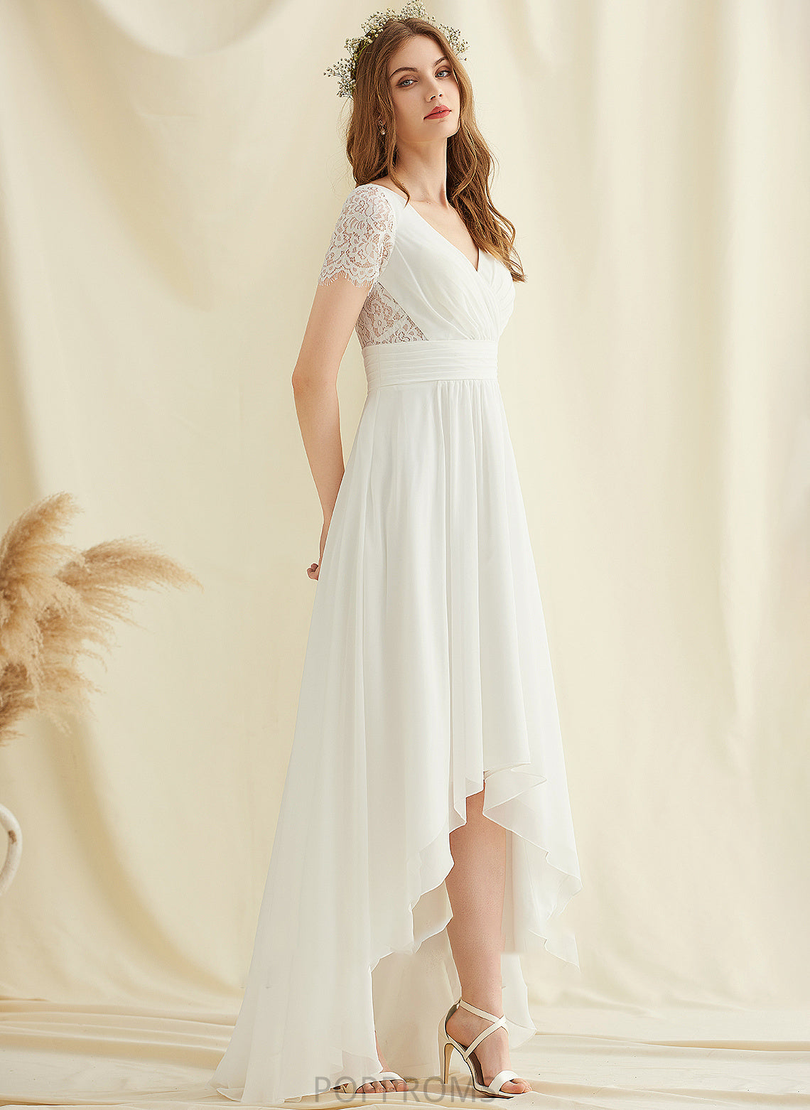 Wedding A-Line Dress Wedding Dresses Parker Chiffon Lace Asymmetrical V-neck