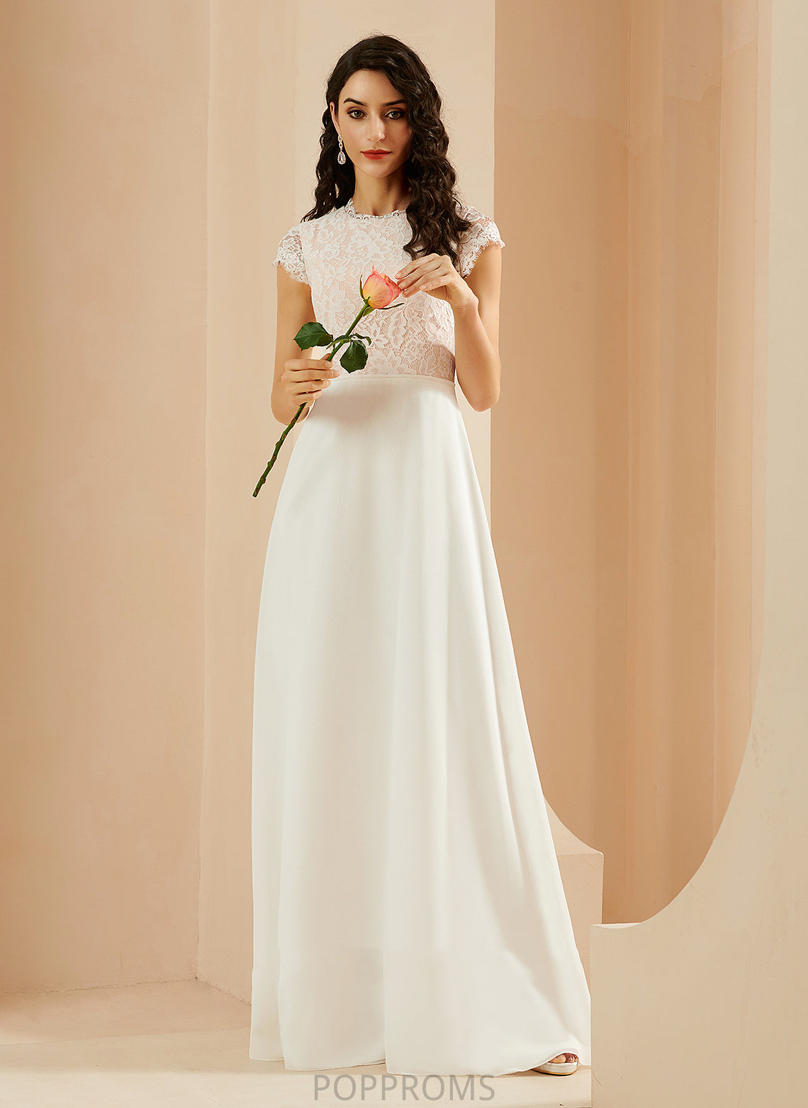 Wedding Dresses Dress Wedding Elianna A-Line Chiffon Scoop Lace Floor-Length