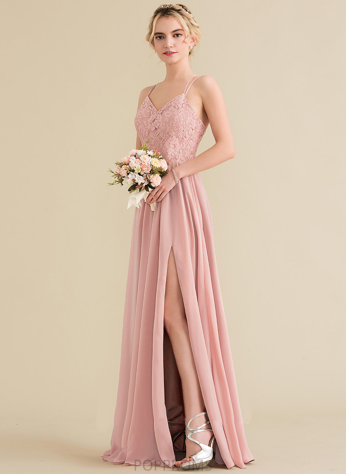 Sweetheart Floor-Length Lace Chiffon Prom Dresses Aaliyah A-Line