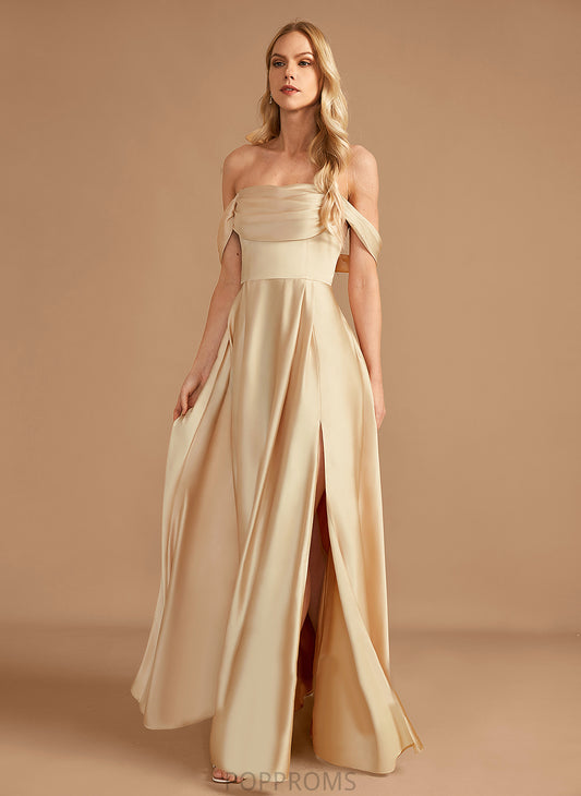 A-Line Embellishment SplitFront Length Silhouette Fabric Neckline Pockets Off-the-Shoulder Floor-Length Samara Floor Length Bridesmaid Dresses